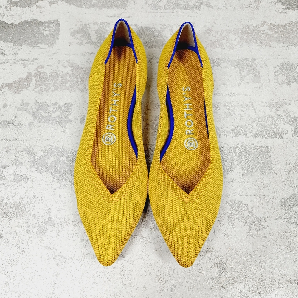 New Rothy's The Flat Yellow Knit Round Toe Slip On Loafers W299 - Picture 5 of 8